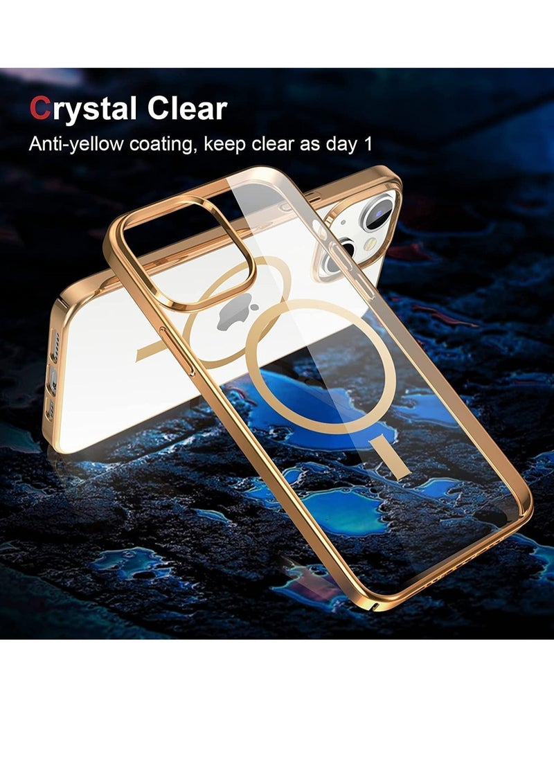 Built-in Magnet Clear Case for iPhone 14 Pro Max, Compatible with Mag-safe Accessories, Slim Thin PC Durable Case Support Wireless Char-ging