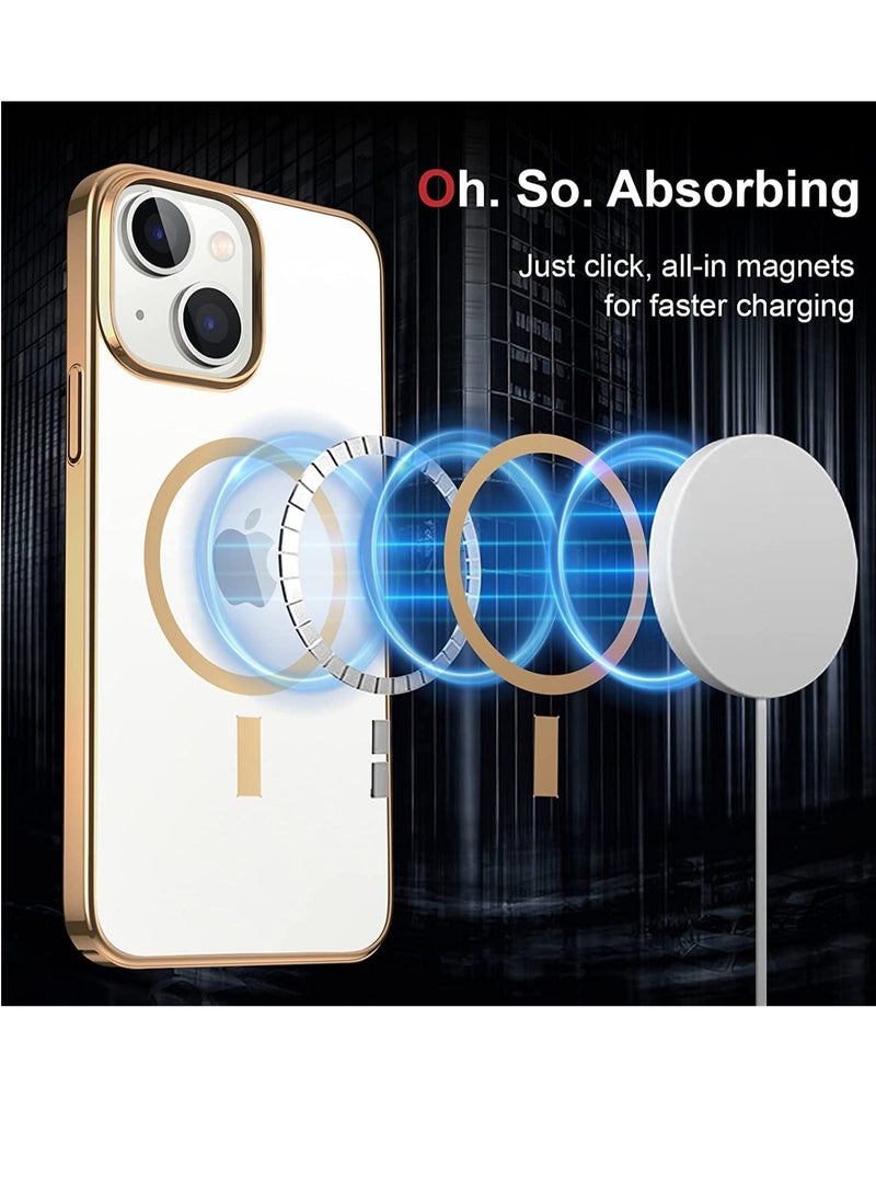 Built-in Magnet Clear Case for iPhone 14 Pro Max, Compatible with Mag-safe Accessories, Slim Thin PC Durable Case Support Wireless Char-ging