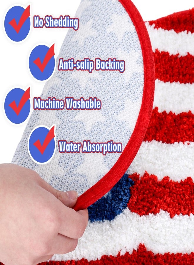 Whaline سجادة حمام وايلين ليوم الاستقلال شكل قلب نجوم وخطوط 4 يوليو سجادة غير قابلة للانزلاق سجادة مدخل أمامي سجادة أرضية للمنزل والمطبخ ومدخل غرفة النوم والحمام ديكور - Image 3