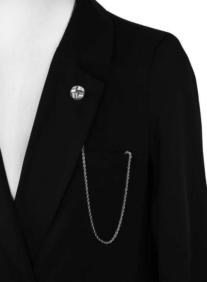 VVCome Men's Metal Knot Lapel Chain for Suit Gold Silver Celtic Knots Lapel Pins Brooch with Tassel Suit Accessories (Silver Knot Type 1) - Image 5