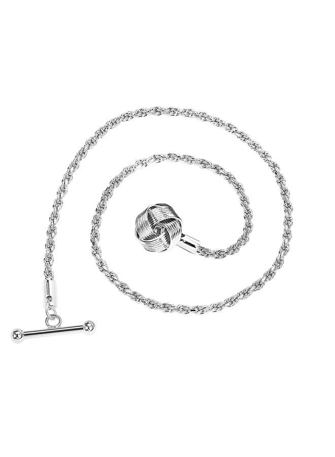 VVCome Men's Metal Knot Lapel Chain for Suit Gold Silver Celtic Knots Lapel Pins Brooch with Tassel Suit Accessories (Silver Knot Type 1) - Image 1
