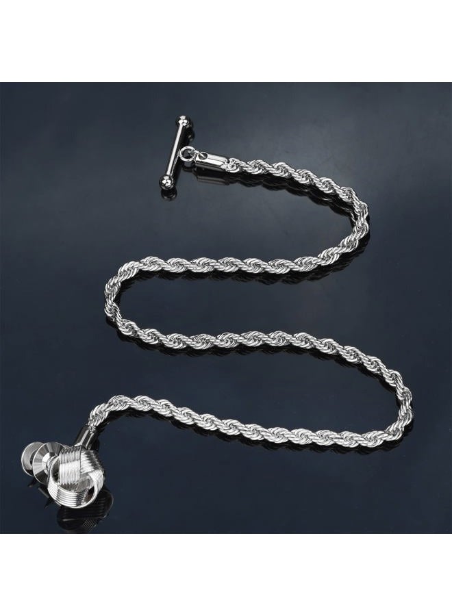 VVCome Men's Metal Knot Lapel Chain for Suit Gold Silver Celtic Knots Lapel Pins Brooch with Tassel Suit Accessories (Silver Knot Type 1) - Image 4