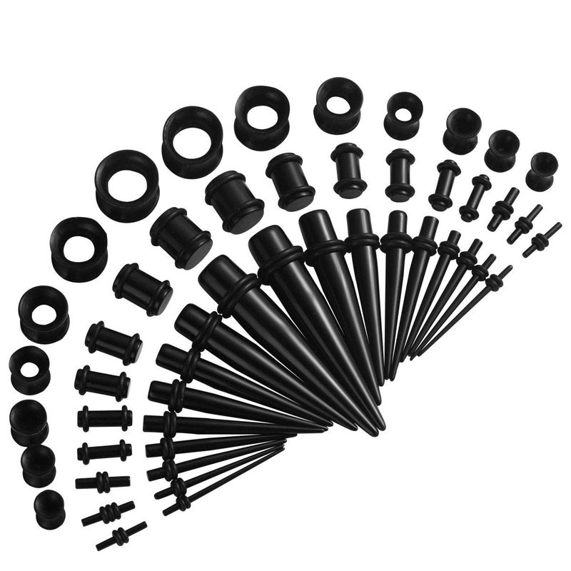 JDXN Ear Stretching Kit 14G to 00G - 50 Pieces Acrylic Tapers Silicone Tunnels Plugs Gauges Expander Set for Ear Piercing Jewelry Men Women - Image 1