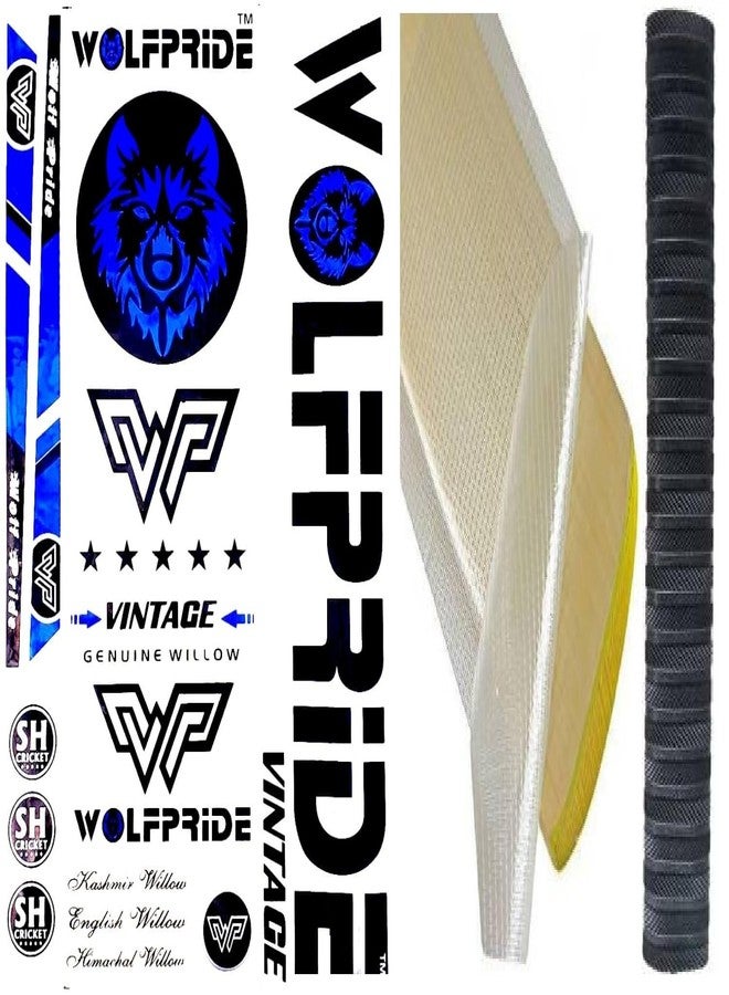Wolf Pride Vinyl Cricket Bat Sticker (Vintage, Blue Sticker, Black Grip, 1 Fiber Sheet) - Image 5
