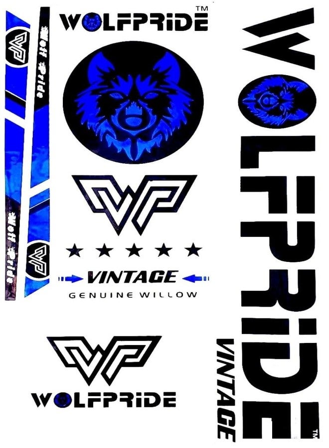 Wolf Pride Vinyl Cricket Bat Sticker (Vintage, Blue Sticker, Black Grip, 1 Fiber Sheet) - Image 2