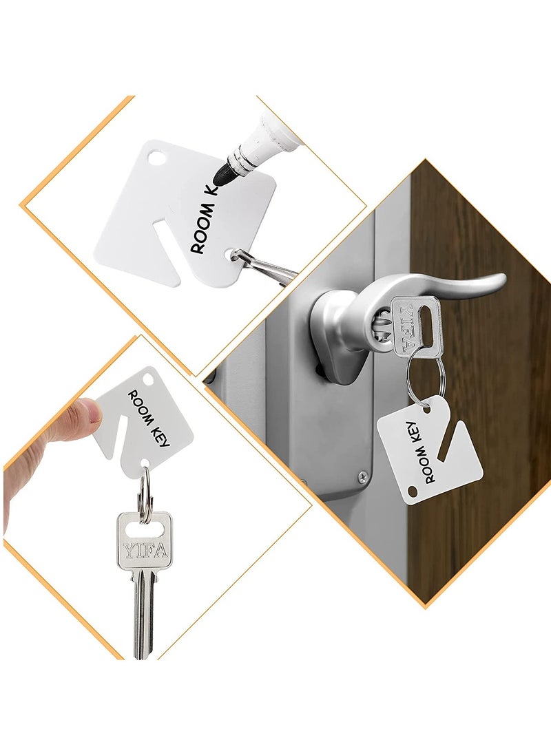 SYOSI 60 Pcs Key Ring Tags, Key Tags Plastic White Hanging Key Ring Tags, Identifiers,Name Tags and Labels, Adapt to USB Drive, Keys, Pets, Bags, Clothes Racks and Drawers, Square - Image 5