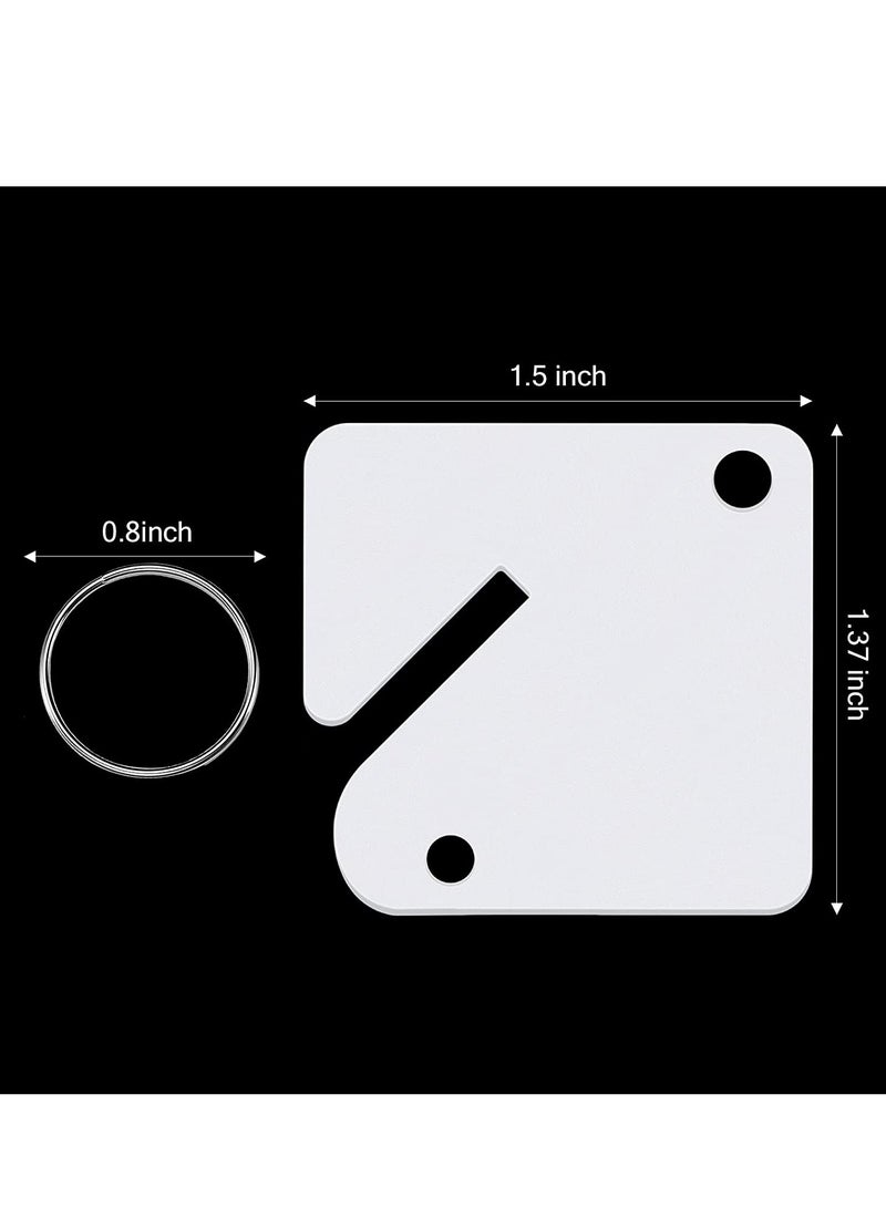 SYOSI 60 Pcs Key Ring Tags, Key Tags Plastic White Hanging Key Ring Tags, Identifiers,Name Tags and Labels, Adapt to USB Drive, Keys, Pets, Bags, Clothes Racks and Drawers, Square - Image 2