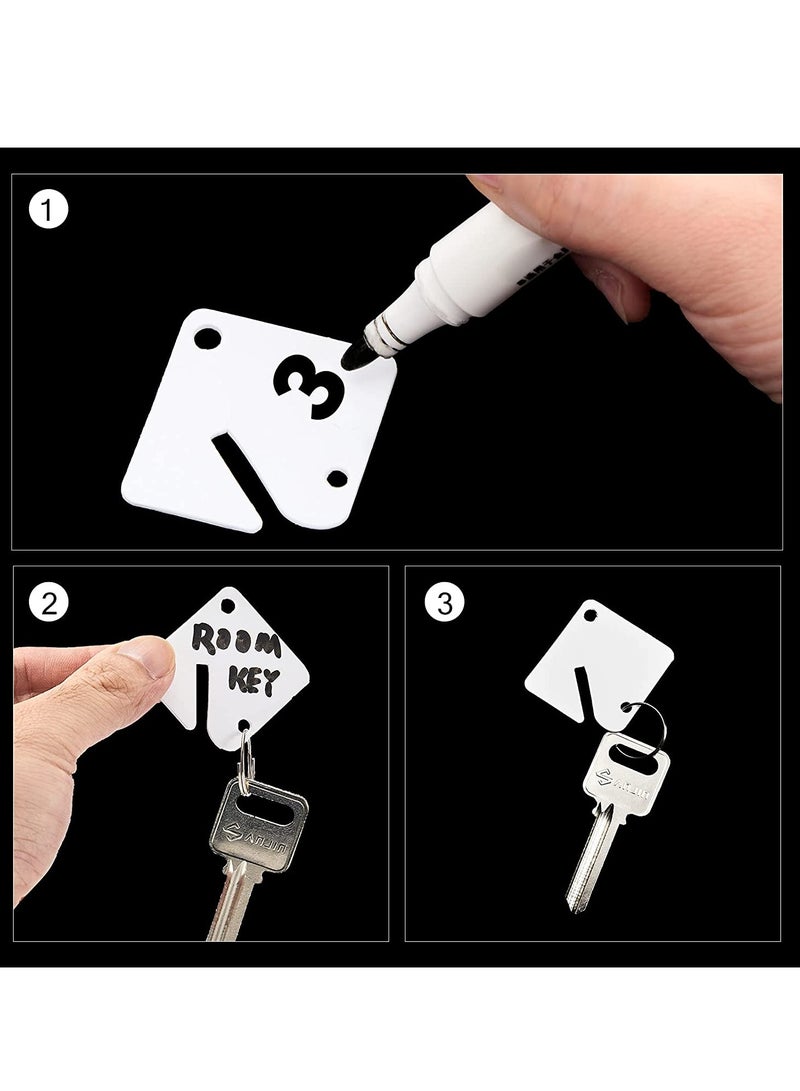 SYOSI 60 Pcs Key Ring Tags, Key Tags Plastic White Hanging Key Ring Tags, Identifiers,Name Tags and Labels, Adapt to USB Drive, Keys, Pets, Bags, Clothes Racks and Drawers, Square - Image 3