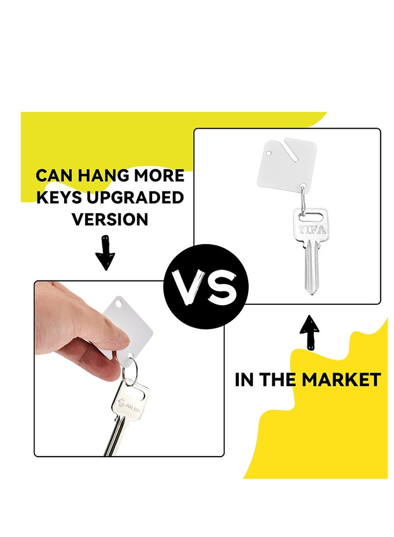 SYOSI 60 Pcs Key Ring Tags, Key Tags Plastic White Hanging Key Ring Tags, Identifiers,Name Tags and Labels, Adapt to USB Drive, Keys, Pets, Bags, Clothes Racks and Drawers, Square - Image 4