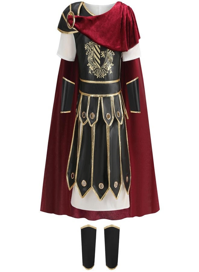 GRAJTCIN Kids Warrior Costume Medieval Roman Soldier Knight Viking Gladiator Costume for Boys Halloween Renaissance Cosplay Party 3XL (12-14Y) - Image 1