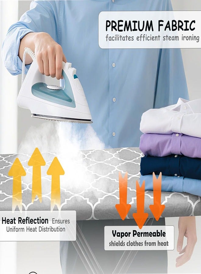 Ironing Board Cover, Soft Cotton Ironing Board Covers Scorch & Stain-Resistant Iron Table Cover with Fasteners and Felt Padding Fits all Standard Ironing Boards up to 125cm - 38cm - Image 3