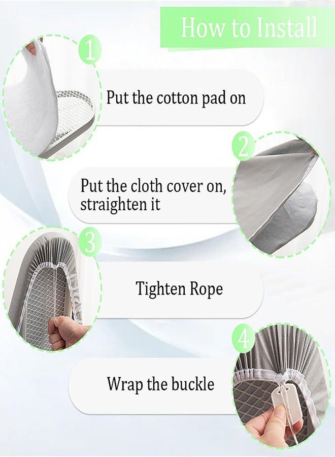 Ironing Board Cover, Soft Cotton Ironing Board Covers Scorch & Stain-Resistant Iron Table Cover with Fasteners and Felt Padding Fits all Standard Ironing Boards up to 125cm - 38cm - Image 5