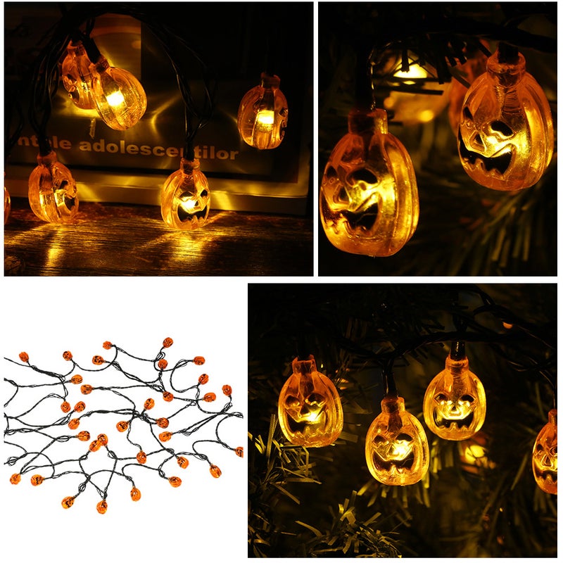 Halloween Pumpkin String Lights Solar 40LED 26FT LED String Lamps Holiday Party Decoration Lights for Courtyards Shop Windows Stores Trees - Image 3