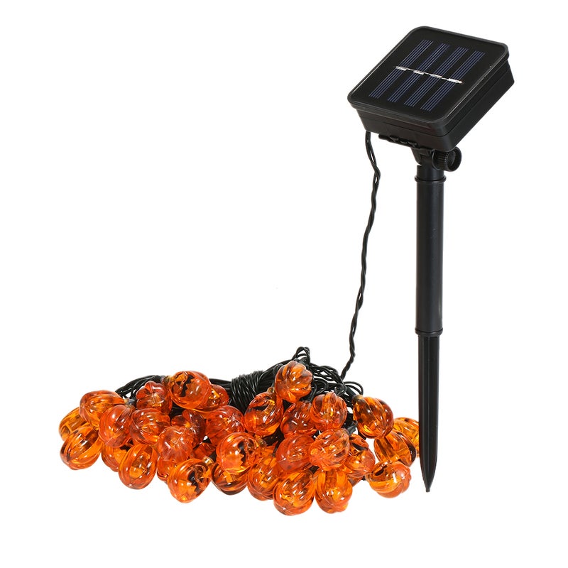 Halloween Pumpkin String Lights Solar 40LED 26FT LED String Lamps Holiday Party Decoration Lights for Courtyards Shop Windows Stores Trees - Image 1