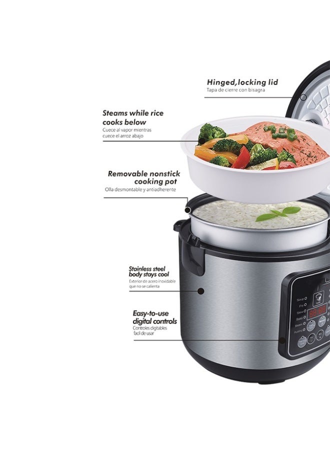 DSP 5L Multi-Function Rice Cooker – 700W – Digital Display – 12 Cooking Programs – 24H Timer – Stainless Steel Body – Non-Stick Inner Pot – Easy & Fast Cooking - Image 4