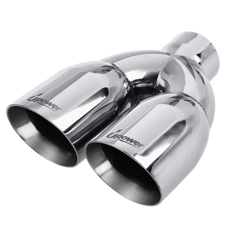 Upower Upower 2.5" to 3.5" Dual Exhaust Tip 2 1/2 Inch Inlet 3 1/2 Inch Outlet 9.5" Length Polished 304 Stainless Exhaust Tailpipe Tips 1.2mm Thickness Double Wall Slant Edge for Car Truck - Image 1
