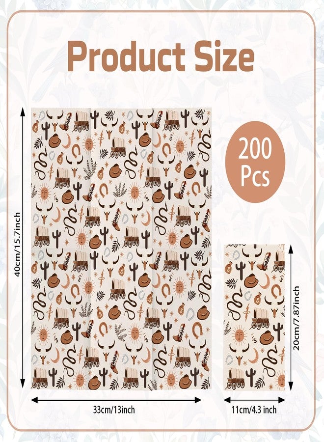 MCIAONE 200 Pcs Western Cowboy Paper Napkins Brown Wild West Rodeo Disposable Luncheon Napkins Wild West Disposable Hand Towels Cowgirl Paper Napkin Decorative Cowboy Party Decor Cocktail Napkin Baby Shower - Image 2