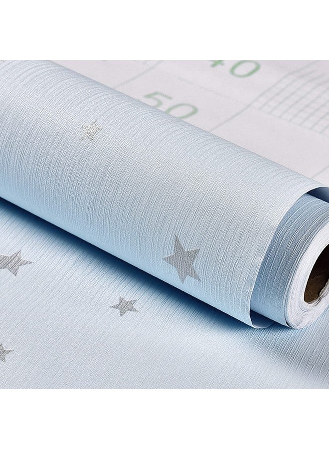 wolpin Wall Stickers Wallpaper Living Room Hall (45 x 300 cm) Self Adhesive Blue Textured Stars Modern Pattern, Kids Room Decoration, Blue - Image 1