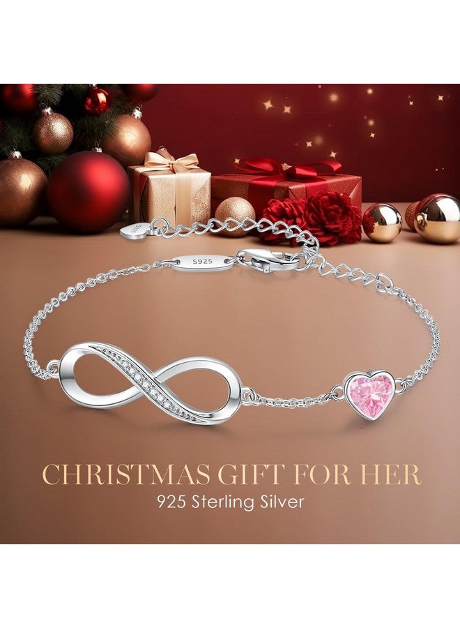 CDE Infinity Heart Symbol Charm Link Bracelet for Women 925 Sterling Silver Adjustable Mother's Day Gift Anniversary Jewelry Christmas Birthday Gifts for Wife Girlfriend Her - Image 4