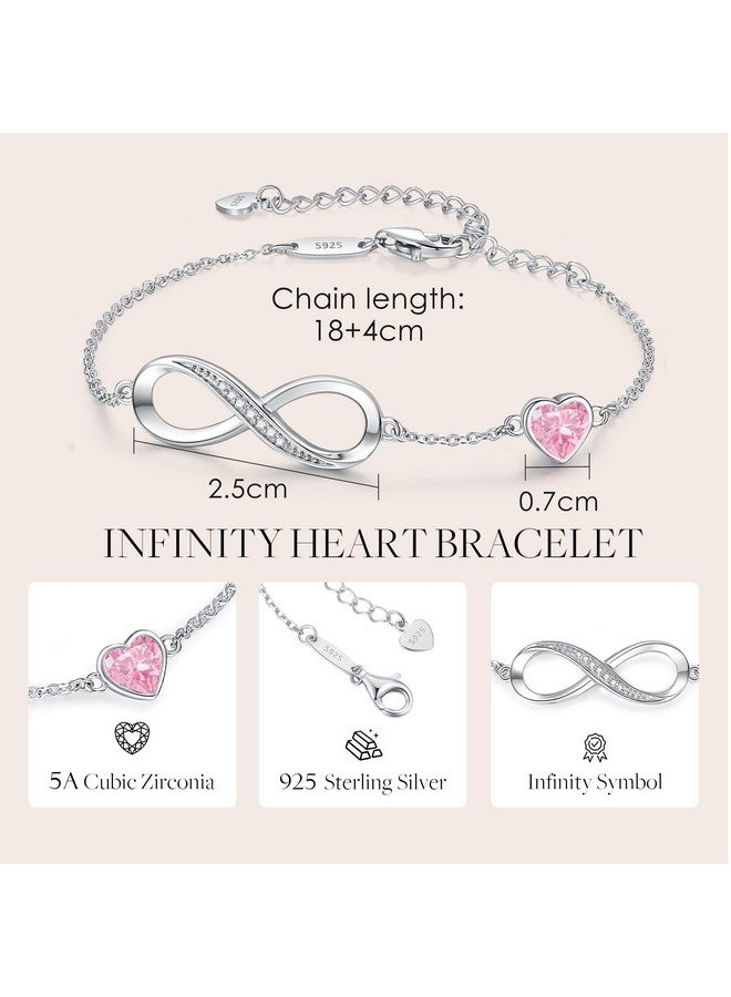 CDE Infinity Heart Symbol Charm Link Bracelet for Women 925 Sterling Silver Adjustable Mother's Day Gift Anniversary Jewelry Christmas Birthday Gifts for Wife Girlfriend Her - Image 5