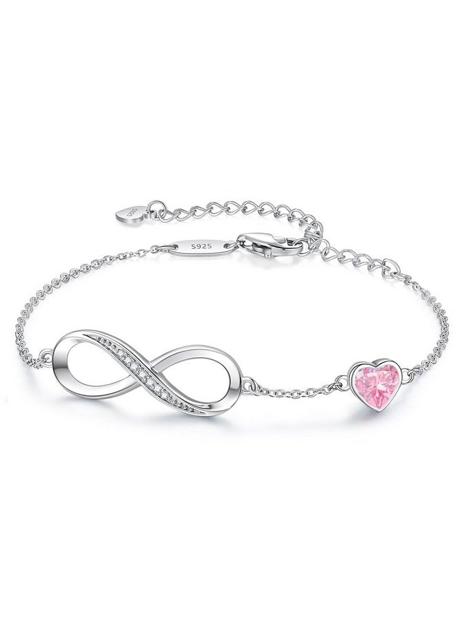 CDE Infinity Heart Symbol Charm Link Bracelet for Women 925 Sterling Silver Adjustable Mother's Day Gift Anniversary Jewelry Christmas Birthday Gifts for Wife Girlfriend Her - Image 1