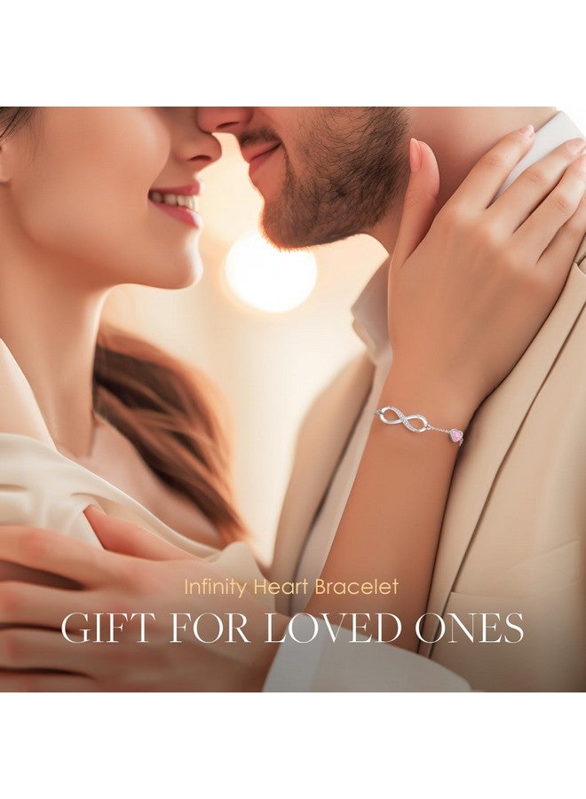 CDE Infinity Heart Symbol Charm Link Bracelet for Women 925 Sterling Silver Adjustable Mother's Day Gift Anniversary Jewelry Christmas Birthday Gifts for Wife Girlfriend Her - Image 3