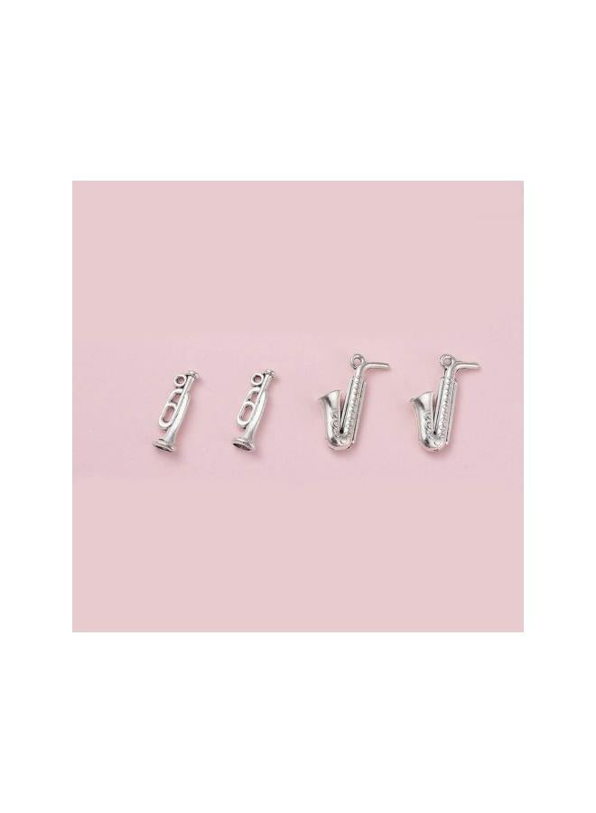 klarako 48pcs Alloy Musical Instrument Pendant Charms Antique Silver Charms DIY Craft Jewelry Making Accessories for Necklace Bracelet Earrings Keychain  - Image 5
