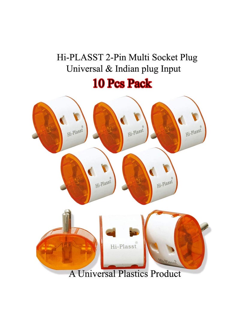 HI PLASST PINS N PLUGS HiPlasst Pack of 10 2Pin Universal Travel Adapter Multiplug Converter USAUKJapanChina to India Type D 6A Compact Design for Diwali Lights Mobile Chargers Laptops Electronics  - Image 3