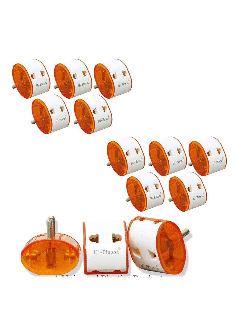 HI PLASST PINS N PLUGS HiPlasst Pack of 10 2Pin Universal Travel Adapter Multiplug Converter USAUKJapanChina to India Type D 6A Compact Design for Diwali Lights Mobile Chargers Laptops Electronics  - Image 1