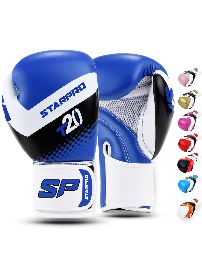 Starpro T20 Boxing Gloves - 8Oz 10Oz 12Oz 14Oz 16Oz - Vegan Leather Gloves For Training Sparring With Waterproof Lining - Breathable Mesh - Hand Protection  - Image 1