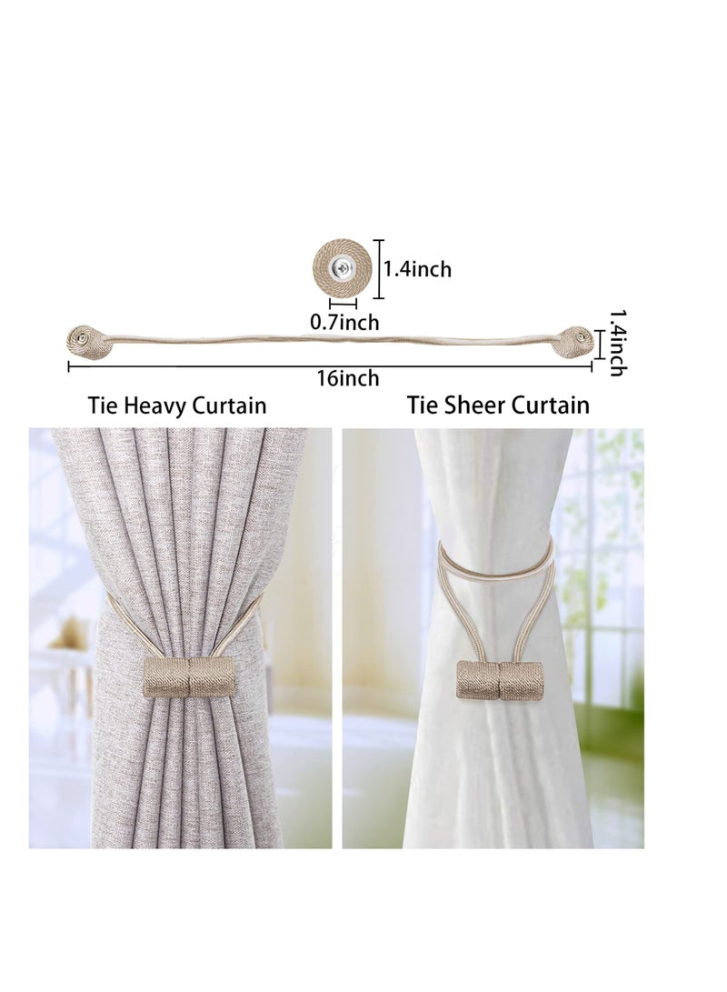 SYOSI Magnetic Curtain Tiebacks Clips, Blue 4Pcs Curtain Holdbacks, Decorrative Drapery Rope Tie Backs, for Home Office Decorative Blackout Sheer Twist Curtain Window Decor - Image 2