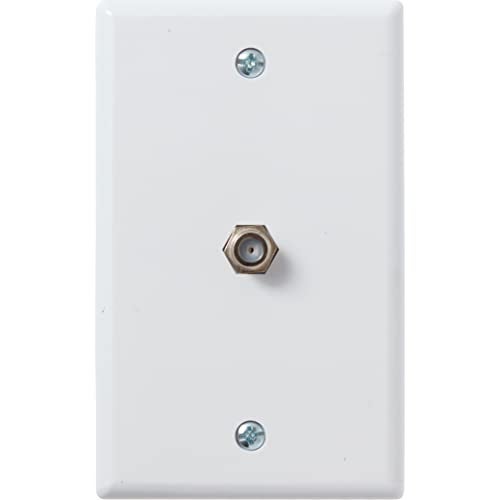 Newhouse Hardware 2.75 x 2.75 x 4.5 in. 1-Port TV Cable Wall Plate with F-Connector for Coaxial Cable, 1-Pack TVP-WH-01, Outlet Cover Wall Plate with Coax Cable Connector, Jack Plate for DIY or Refits - Image 1