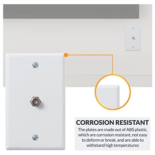 Newhouse Hardware 2.75 x 2.75 x 4.5 in. 1-Port TV Cable Wall Plate with F-Connector for Coaxial Cable, 1-Pack TVP-WH-01, Outlet Cover Wall Plate with Coax Cable Connector, Jack Plate for DIY or Refits - Image 4