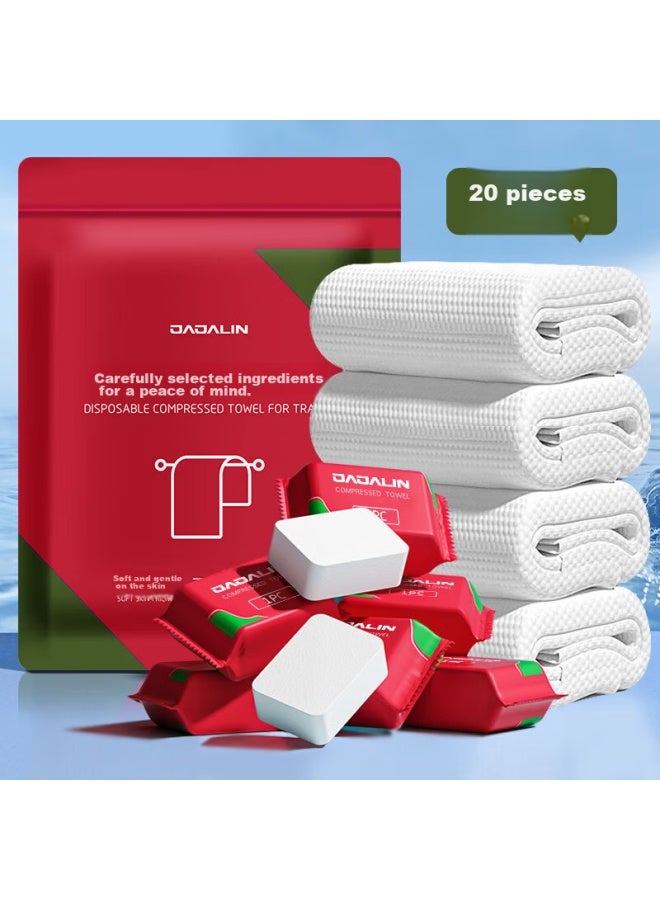 Jajalin Compressed Face Towels, Disposable Face Wipes, Travel And Business Trip Thickened Portable Candy Face Towels, Wet And Dry Dual-use, 20 Pieces - Image 1