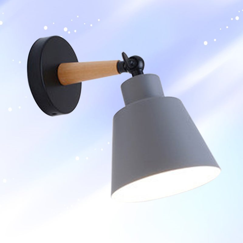 5W E27 Nordic Light Simple Wood Corridor Lamp Wall Lamp(Grey) - Image 3