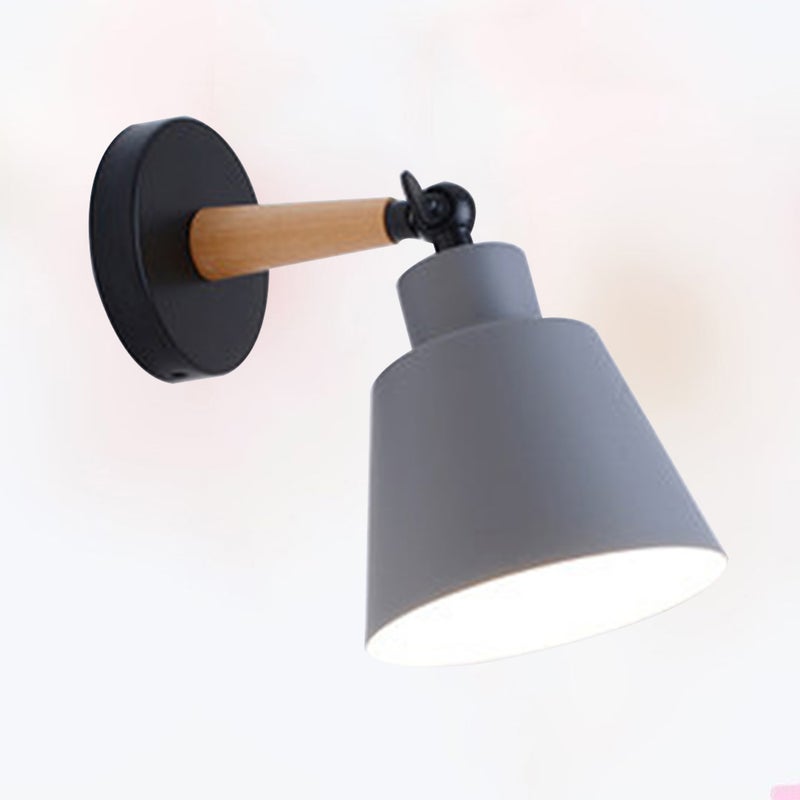 5W E27 Nordic Light Simple Wood Corridor Lamp Wall Lamp(Grey) - Image 5