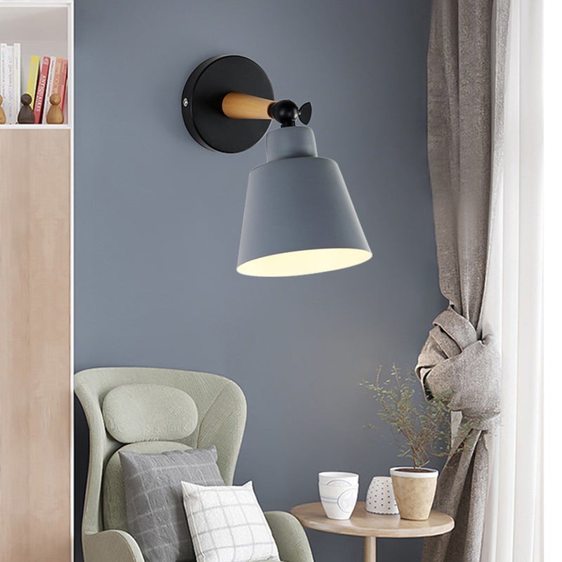 5W E27 Nordic Light Simple Wood Corridor Lamp Wall Lamp(Grey) - Image 1