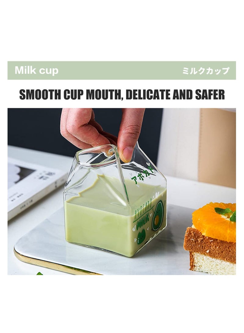 Zikra Clear Glass Milk Carton Cup Microwavable Cups Mini Creamer Container Square Breakfast Mug Premium Pitcher - Image 2
