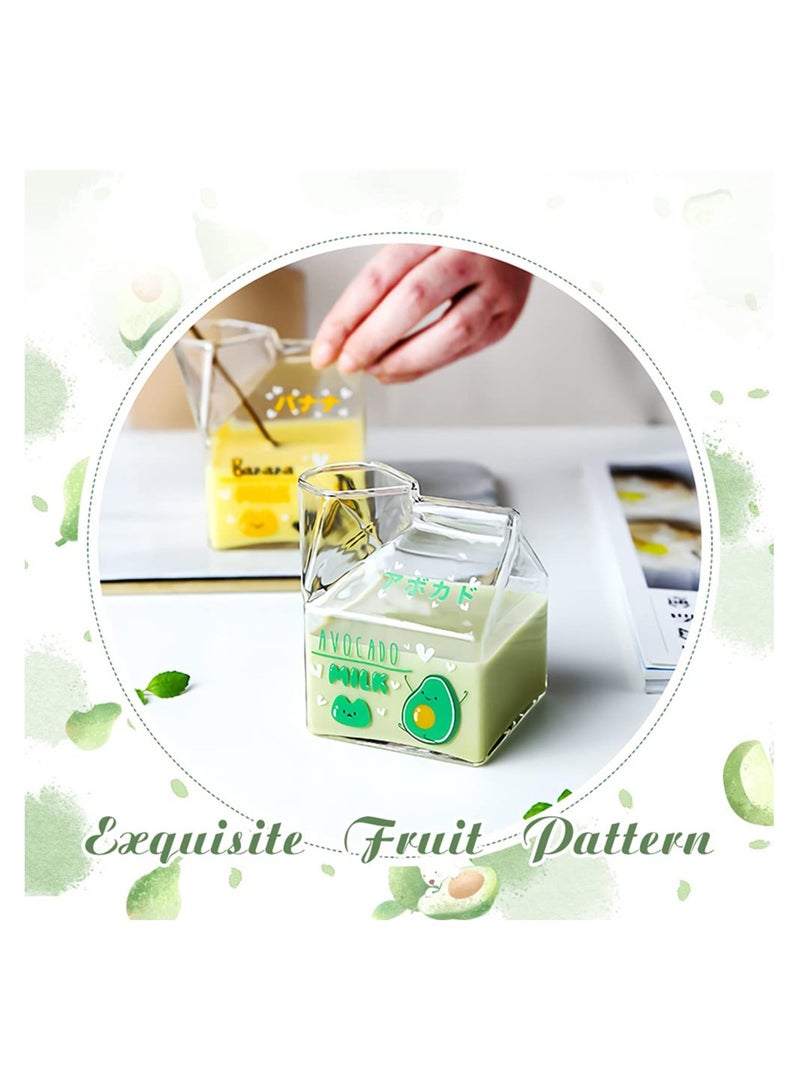 Zikra Clear Glass Milk Carton Cup Microwavable Cups Mini Creamer Container Square Breakfast Mug Premium Pitcher - Image 5