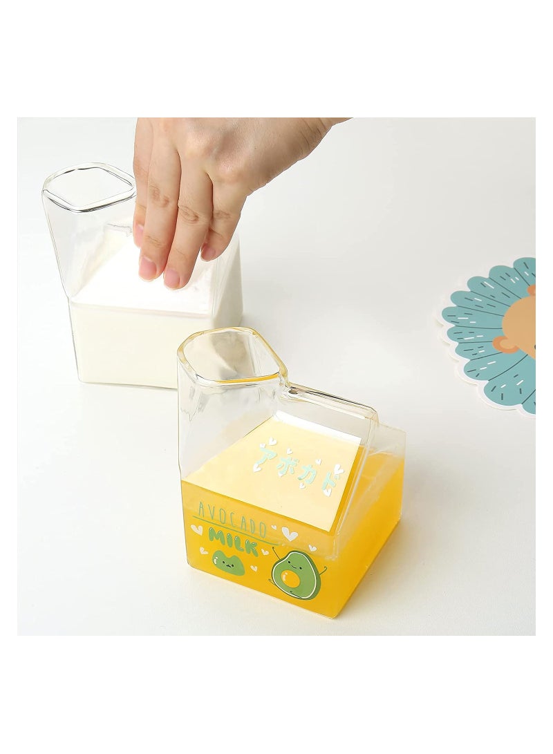 Zikra Clear Glass Milk Carton Cup Microwavable Cups Mini Creamer Container Square Breakfast Mug Premium Pitcher - Image 4