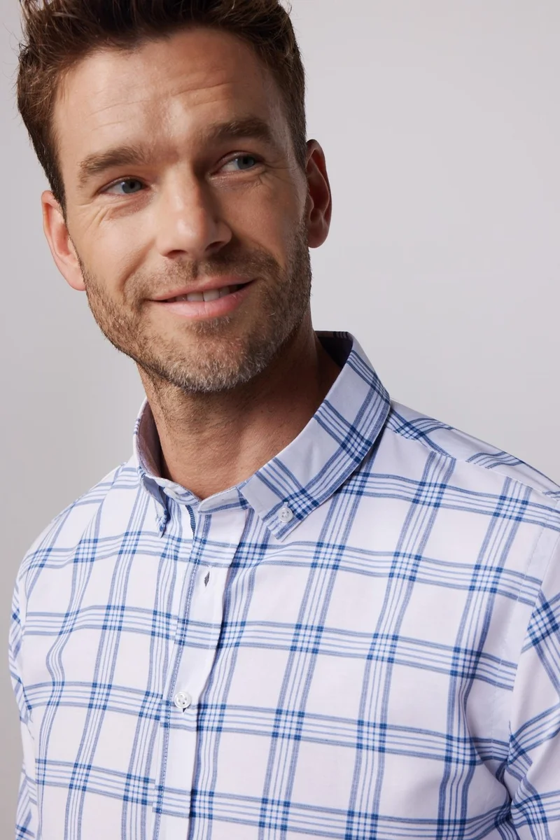 تودورس Slim Fit Checked Cotton Easy Iron Men's Shirt