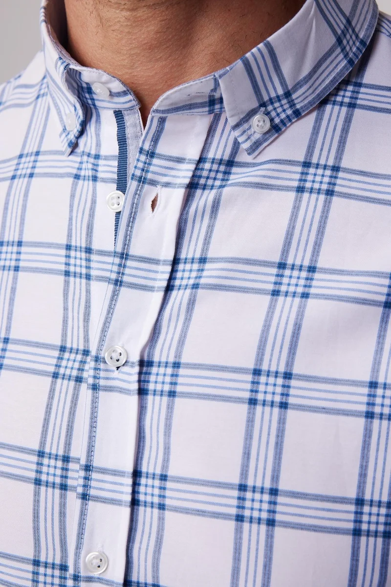 تودورس Slim Fit Checked Cotton Easy Iron Men's Shirt