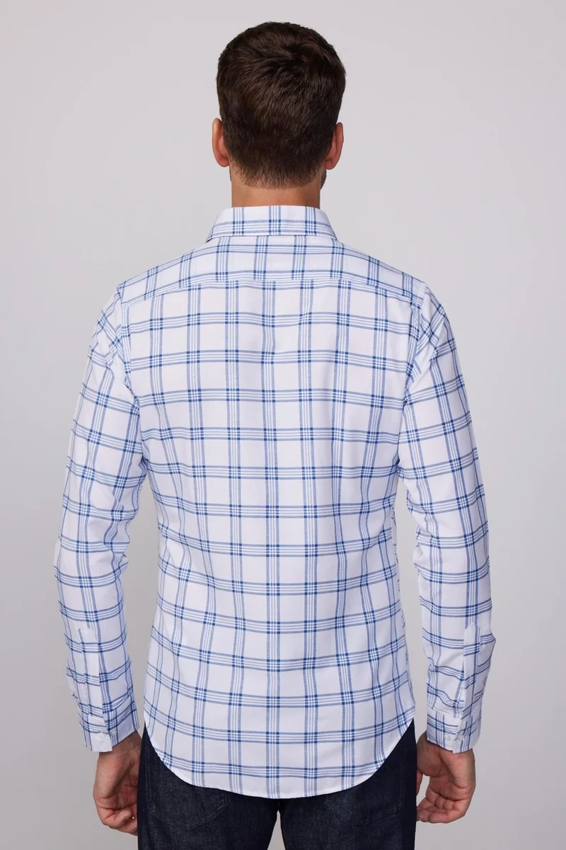 تودورس Slim Fit Checked Cotton Easy Iron Men's Shirt