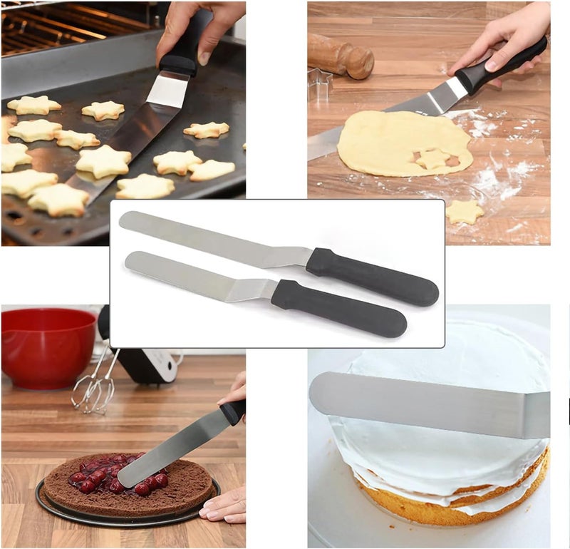 ICSTM Offset Spatula,Black Stainless Steel Offset Spatula (2 Pack,6in+8in Curved) - Image 5