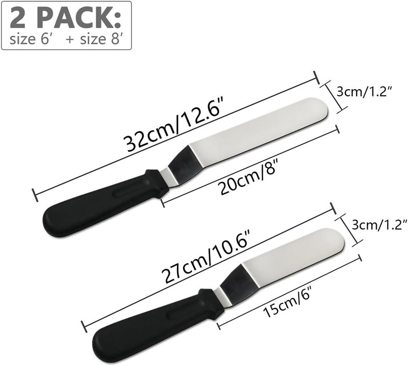 ICSTM Offset Spatula,Black Stainless Steel Offset Spatula (2 Pack,6in+8in Curved) - Image 3