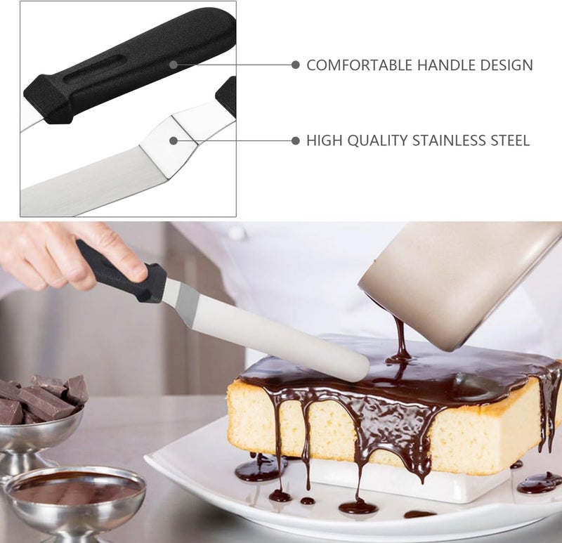 ICSTM Offset Spatula,Black Stainless Steel Offset Spatula (2 Pack,6in+8in Curved) - Image 4