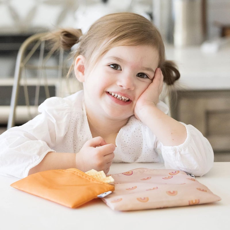 Tiny Twinkle Reusable Snack Bags for Kids – 3 Pack Snack Pouches & Sandwich Bag for Toddlers – Machine Washable, Mess-Proof for Lunch & Travel (Boho Rainbow) - Image 3