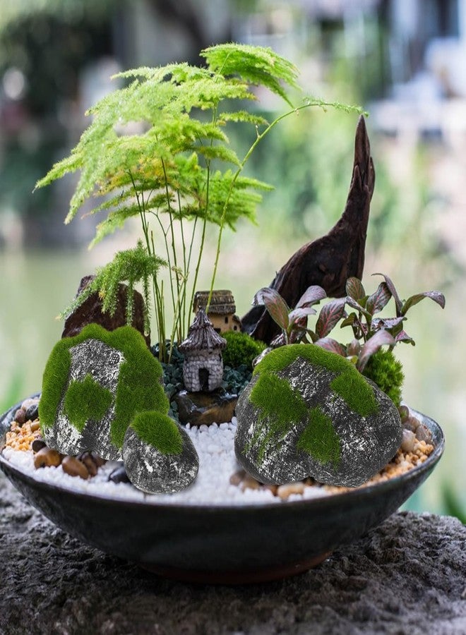 PRETYZOOM 6pcs Small Artificial Moss Rocks Lifelike Faux Covered Stones Fairy Garden Decoration Crafts Accessories Terrarium Landscaping Bonsai Landscapes Supply - Image 3