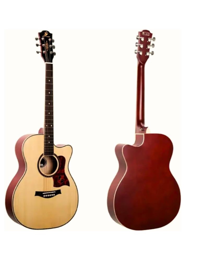 Megarya Swift Horse Series Premium Full Size Guitar 40 inch Cutaway Acoustic Guitar with Spruce Wood Matte Finish Acoustic Guitar Color : Natural  - Image 3