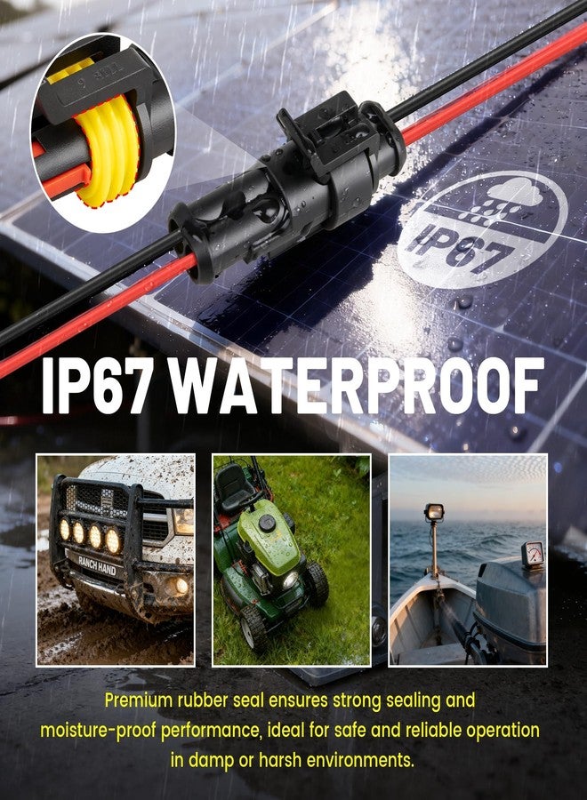 RED WOLF 16 AWG 2 Pin Waterproof Connector, Automotive Electrical Wire Connectors, 2 Wire Connector Harness Male and Female Plug Socket for Cars Truck Motorcycle Marine Boats - 5 Kits (2 Pin) - Image 2